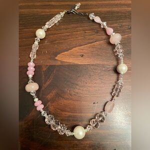 Vintage-Style Pink Rose Quartz Beaded Necklace by Amy Leiner Designs - 16”